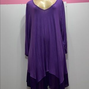 Amzplus Vibrant Purple Flowing Dress  ZS.‎ 4XL